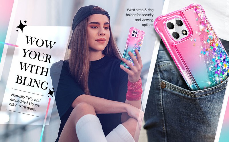 For T-Mobile Revvl 7 / 7 Pro 5G Case Liquid Glitter Phone Cover + Tempered Glass gallery