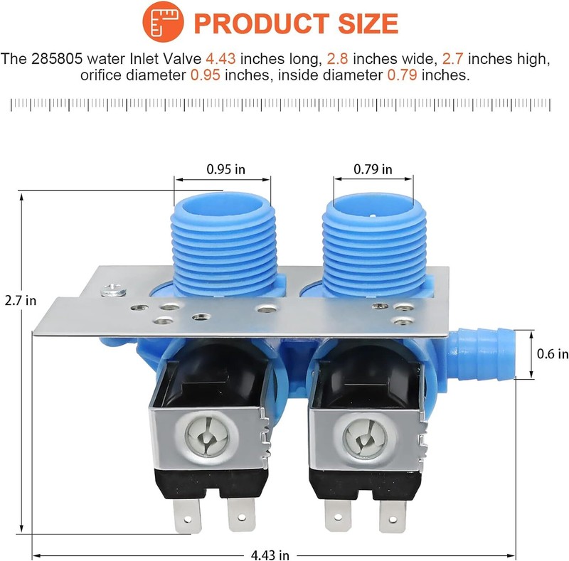 285805 Water Inlet Valve with Bracket for Whirlpool Kenmore Washer gallery