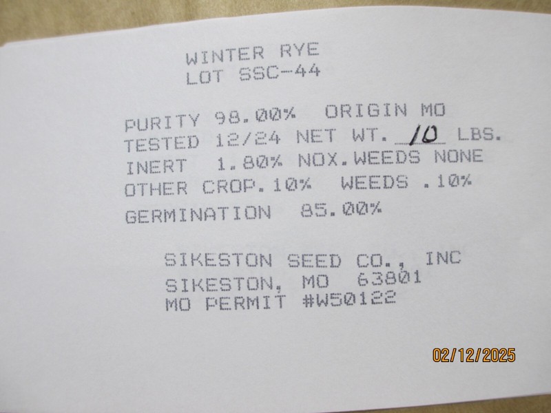 10 LBS WINTER RYE SEED Deer Food Plot Garden Cover Crop Horse Cattle Pasture gallery