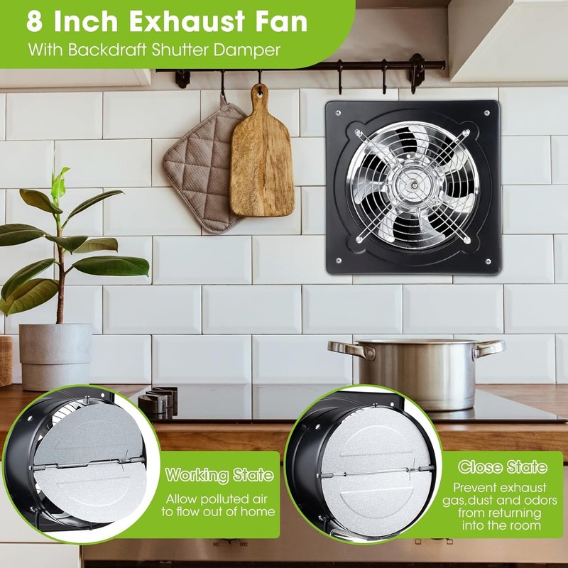8 inch Exhaust Fan Ventilation Extractor Fan 110V Wall-Mounted Blower Duct Fan gallery