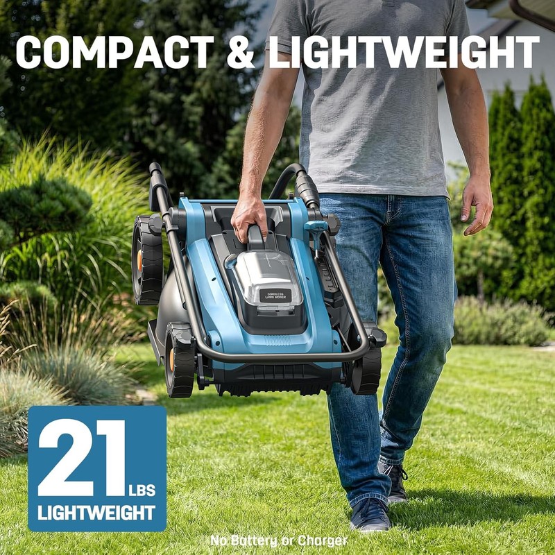 Cordless 16" Electric Lawn Mower Compatible with Makita 18V Battery (Tool Only) gallery