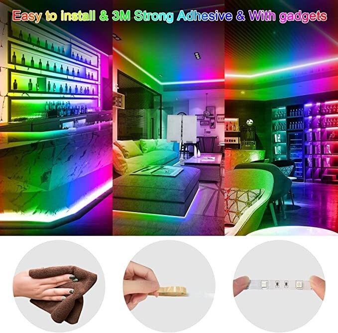 WLTOEOO 32.8ft Waterproof LED RGB Strip Lights gallery