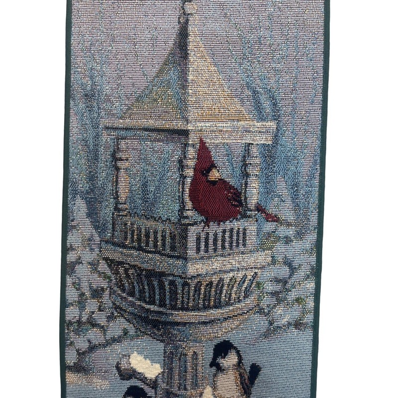 Christmas Birds Bell Pull Wall Hanging 9x41 Inches Tassel Made In USA gallery