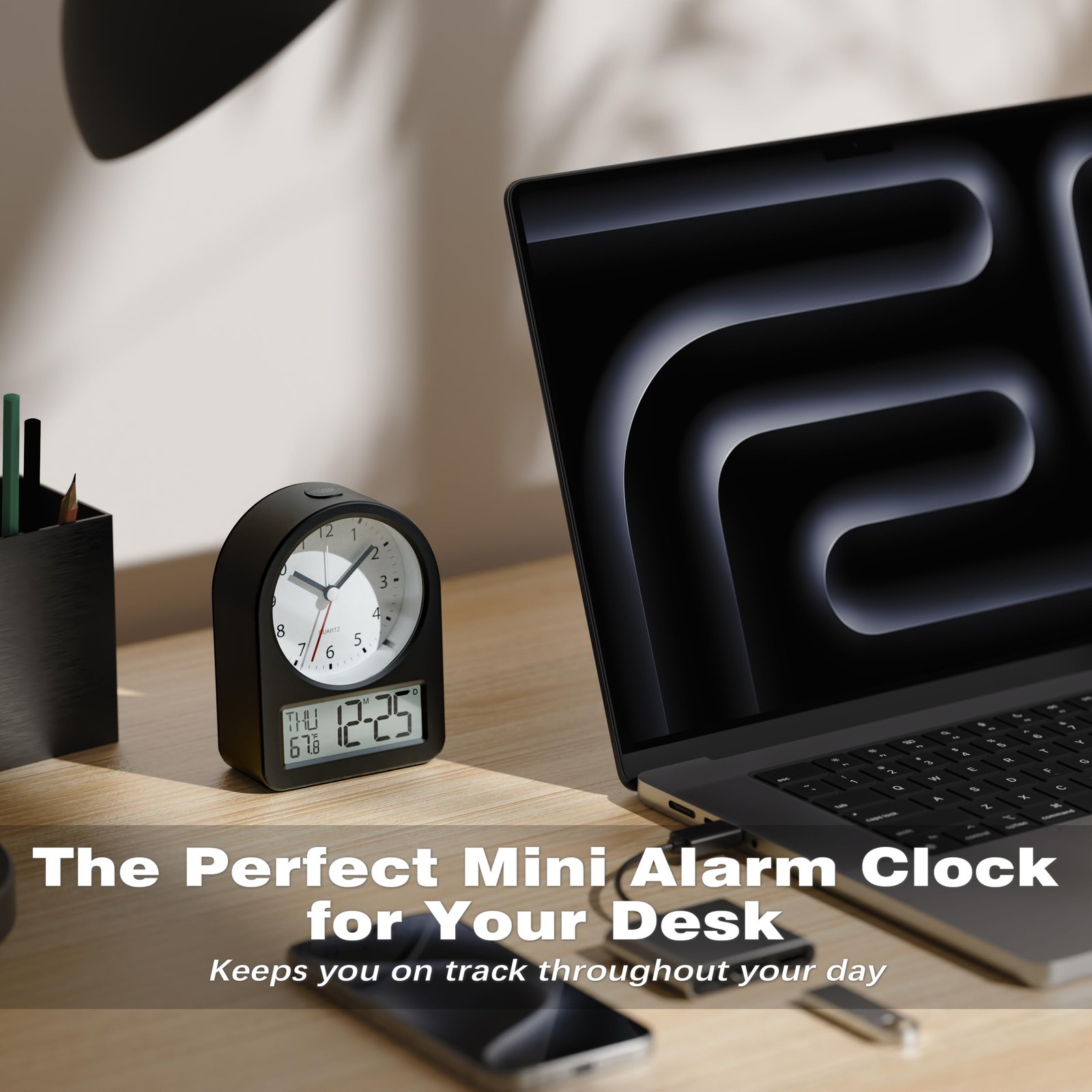 ® 4" Analog Digital Alarm Clock, Battery Operated Desk Clock, Table Clock wit... gallery