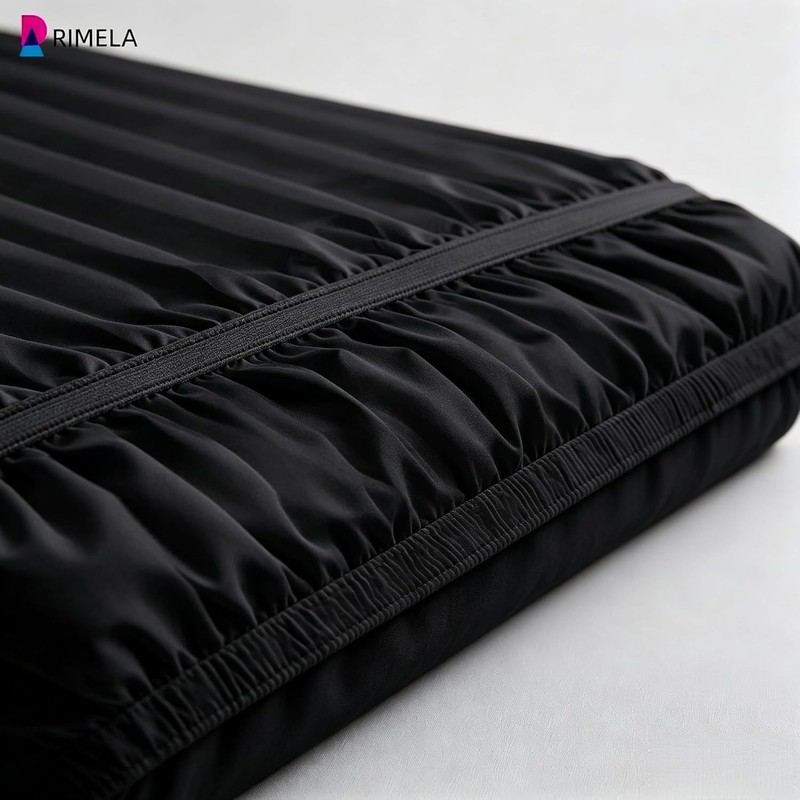 Adjustable Elastic Dust Ruffle for Queen Beds, Black gallery