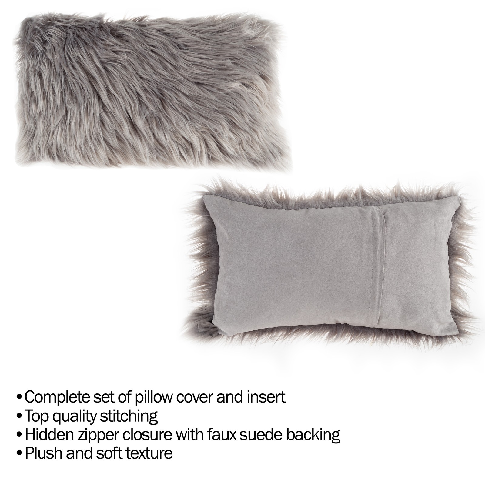 20 x 12 In Himalayan Faux Fur Rectangle Throw Accent Pillow Removable Cover gallery