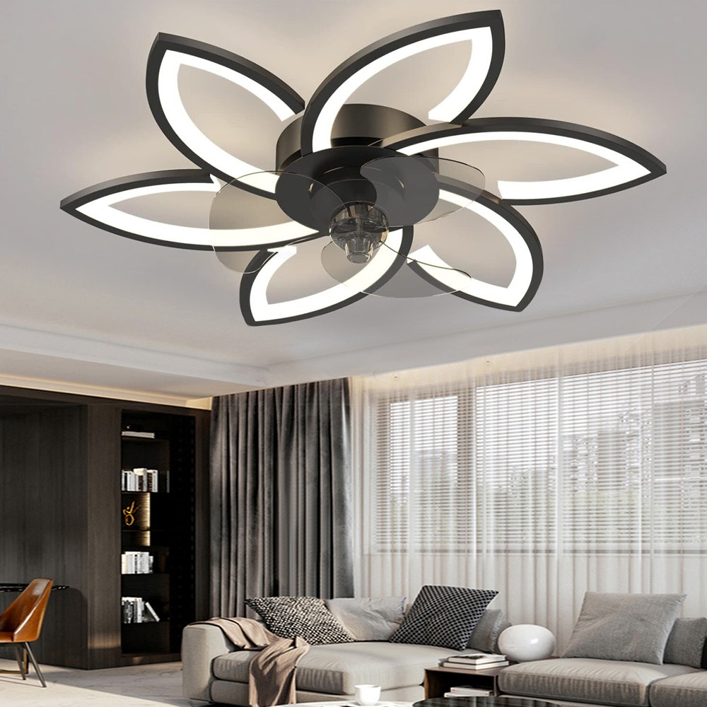 Modern Dimmable Fan Lights Flush Mount LED Ceiling Light with Remote APP Control gallery