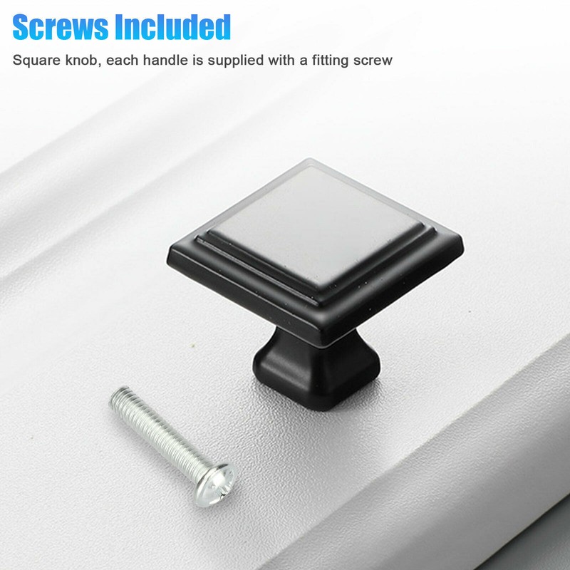 20 Packs Black Square Door Knobs Cabinet Handles Cupboard Drawer Kitchen Pulls gallery