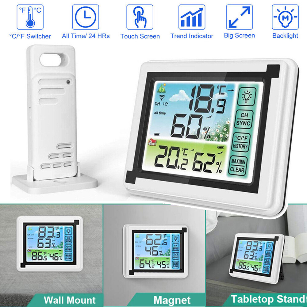 Digital LCD Display Thermometer Wireless Indoor & Outdoor Weather Station 24HRs gallery
