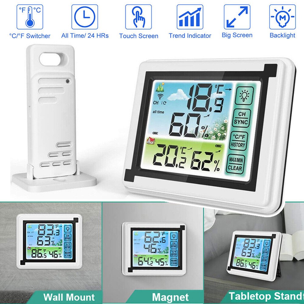 Digital LCD Display Thermometer Wireless Indoor & Outdoor Weather Station 24HRs