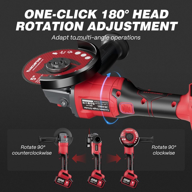Angle Grinder Kit, 4-1/2 to 5",【Paddle Switch】9500RPM 1200W Brushless Power M... gallery