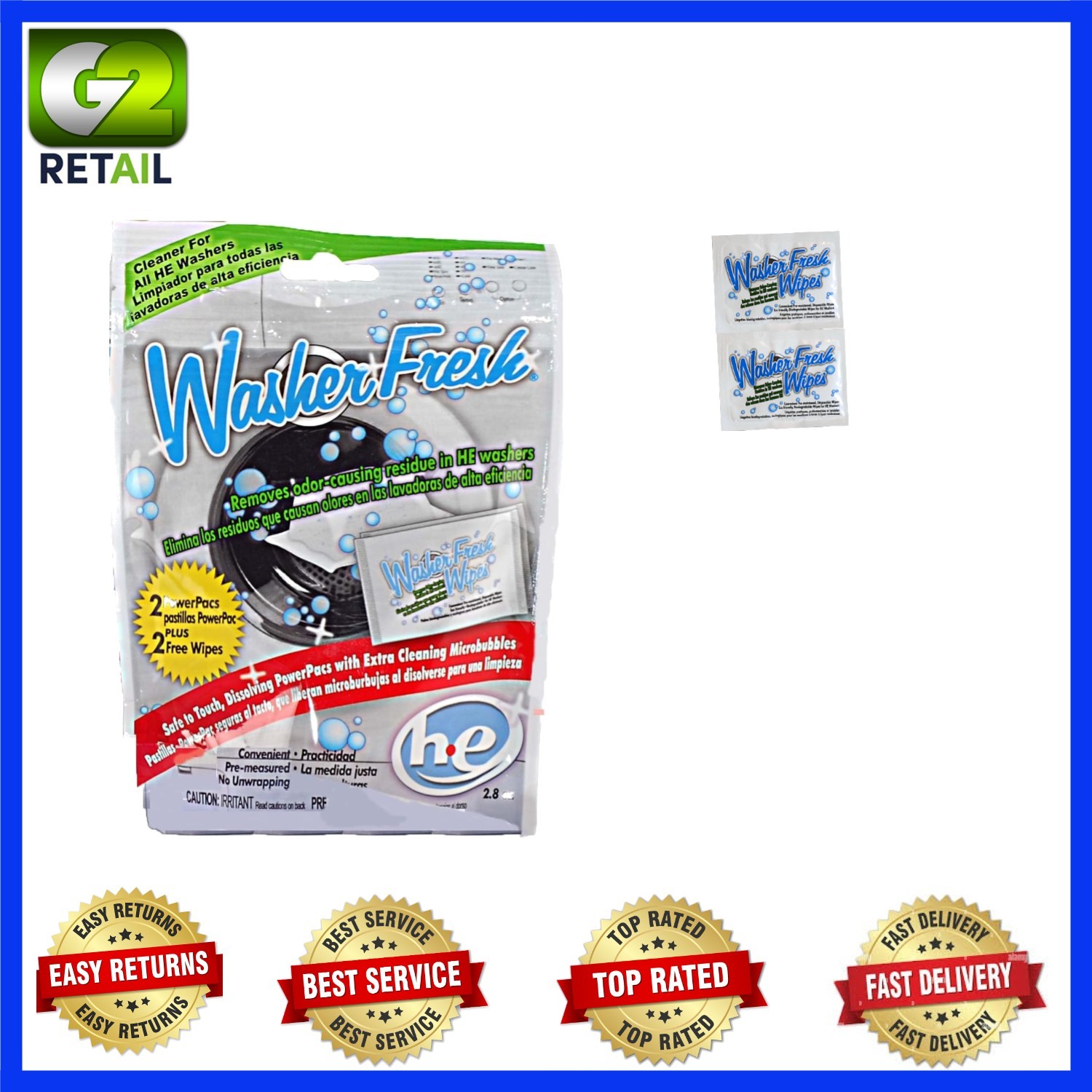 4-Pack Washing Machine Cleaner Wipes & Dissolving Pouches - Fresh & Effective gallery