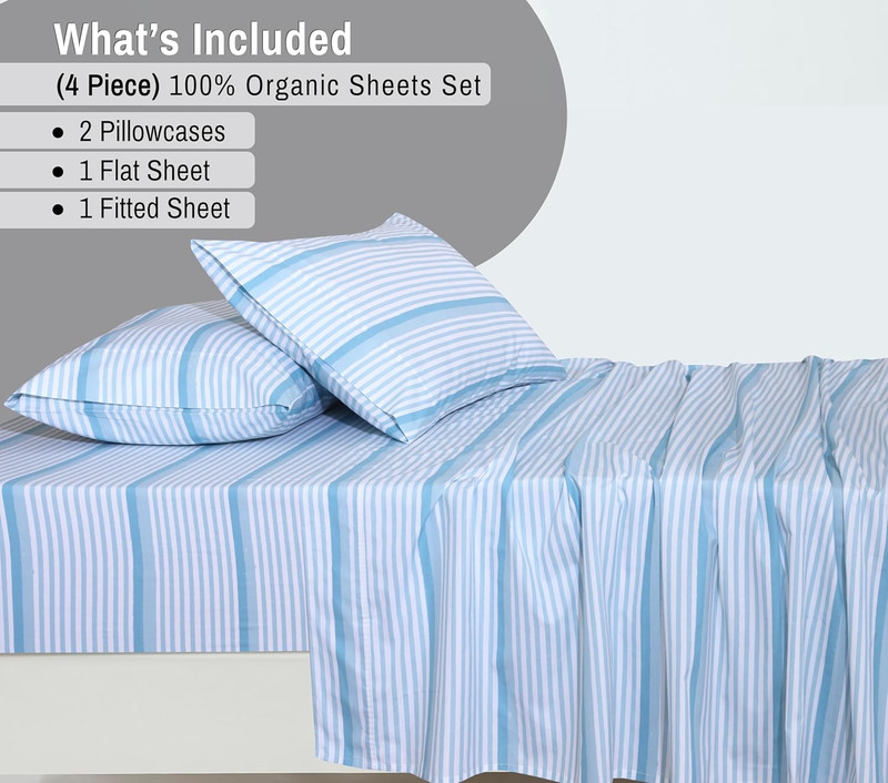 100% Cotton Organic Percale Sheets Full Size – Crisp Cooling Bed Sheets for Hot gallery
