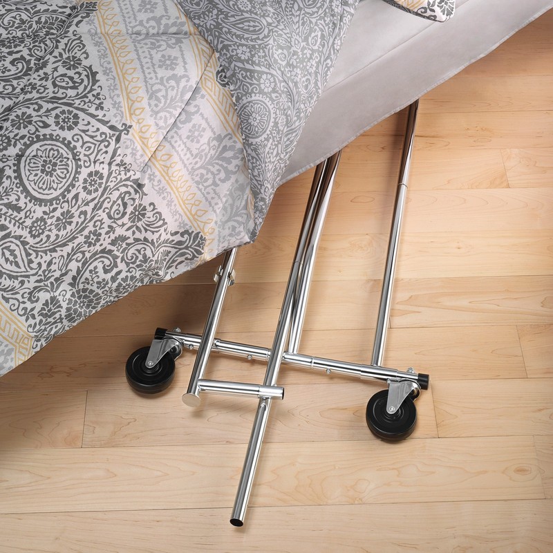 Whitmor Rolling Folding Garment Rack, Adjustable Width 51-74.5 in, Height 66-71 gallery
