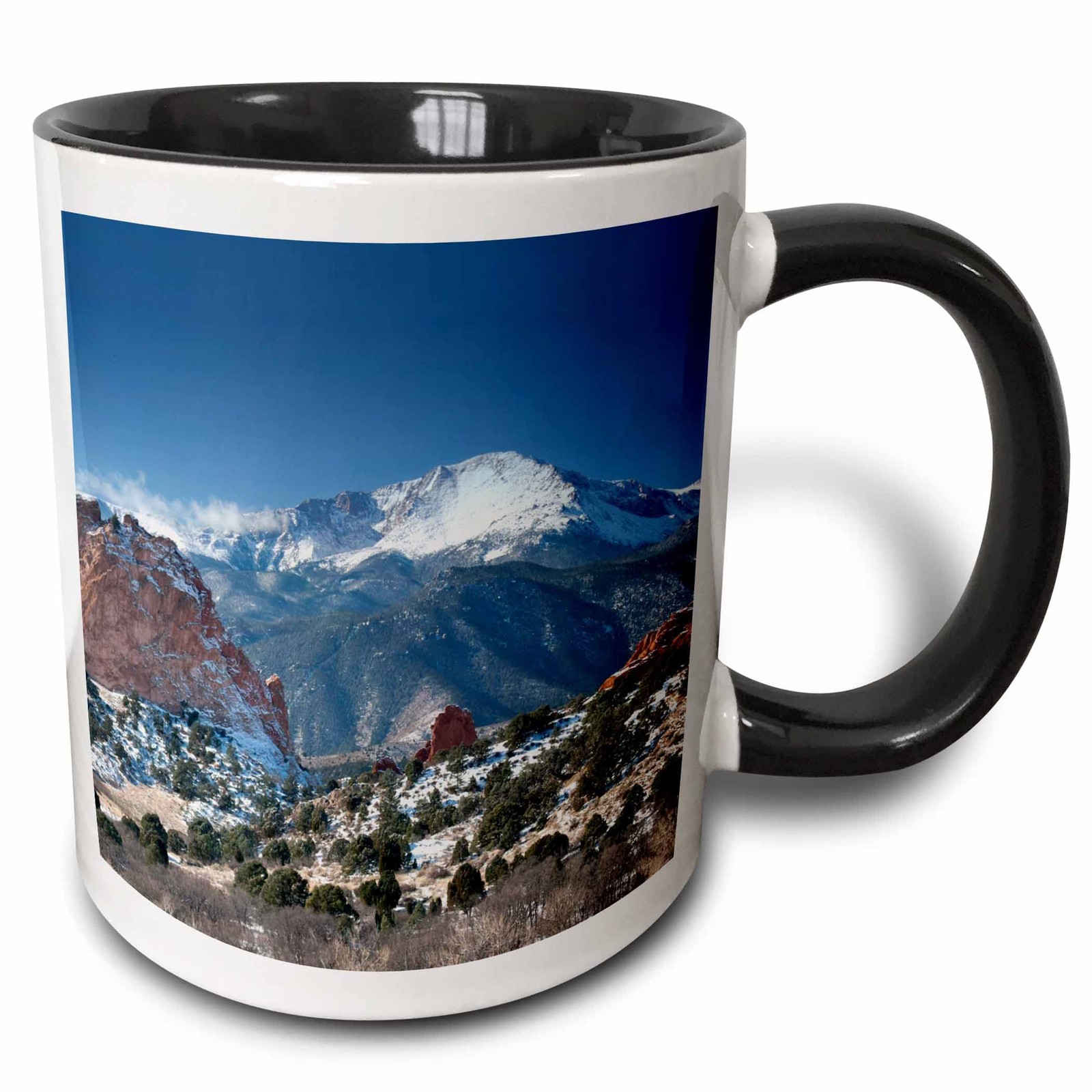 3dRose Colorado Mountains Pikes Peak Two Tone Black Mug 11oz Scenic Gift gallery