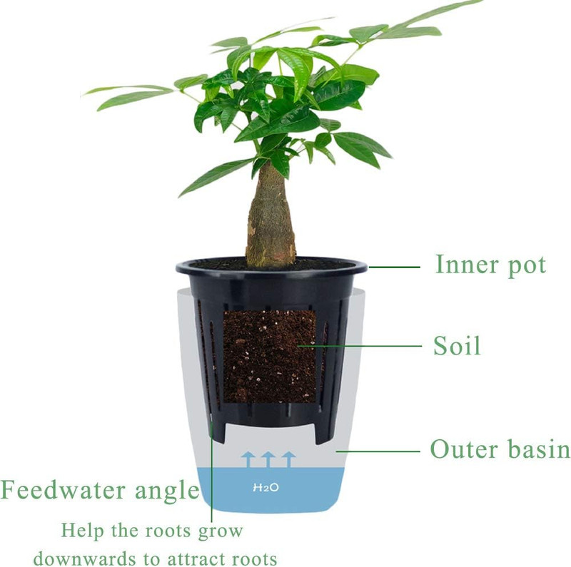 8 Pack 4 Inch Self Watering Plastic Planter with Inner Pot White Flower Plant Po gallery