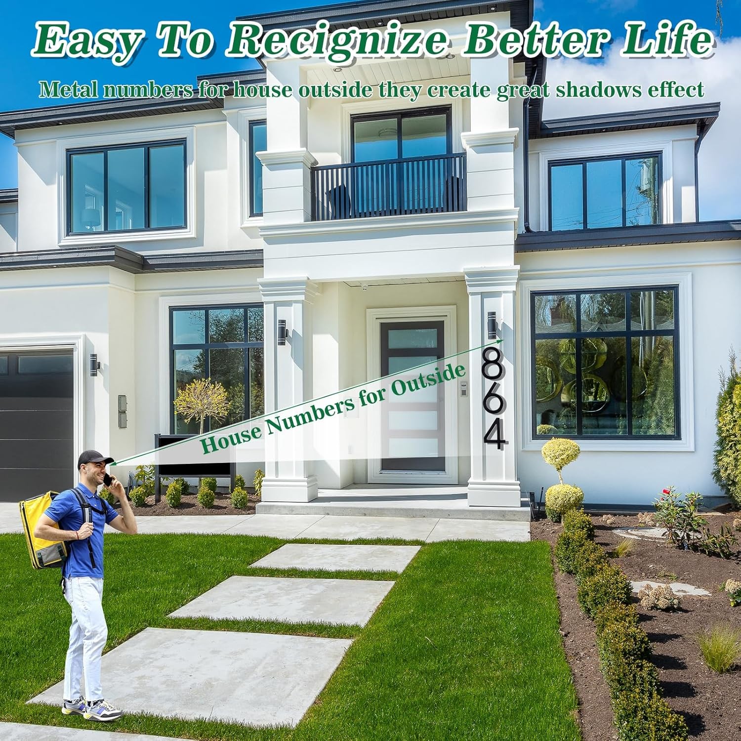 Floating House Numbers Metal Modern Aluminum Address Signs Anti-Rust Plate (73 gallery