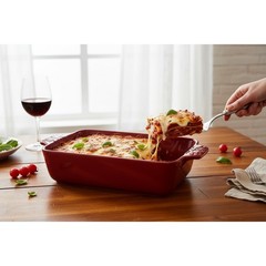 American Atelier Bargello Rectangular Baker 14.75″ Red Brand New Stoneware Dish