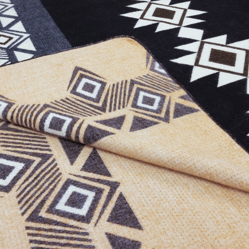 EXTRA LARGE ALPACA WOOL BLANKET SOFT &WARM GRAY-TAN REVERSIBLE SOUTHWEST PATTERN