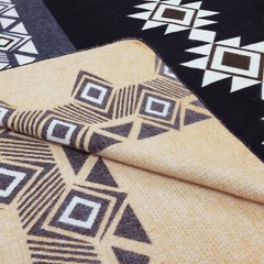 EXTRA LARGE ALPACA WOOL BLANKET SOFT &WARM GRAY-TAN REVERSIBLE SOUTHWEST PATTERN