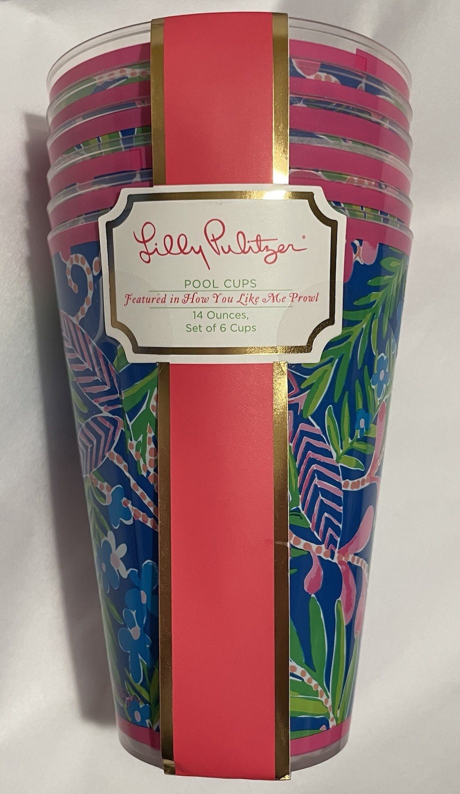 Lilly Pulitzer New 6 Reusable Plastic Pool Cups How You Like Me Prowl 14 Oz gallery