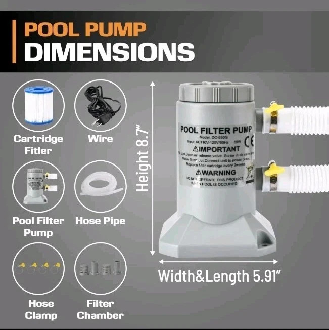 Above Ground Pool Cartridge Filter Pump – Complete System 530 GPH NEW FAST SHIP gallery