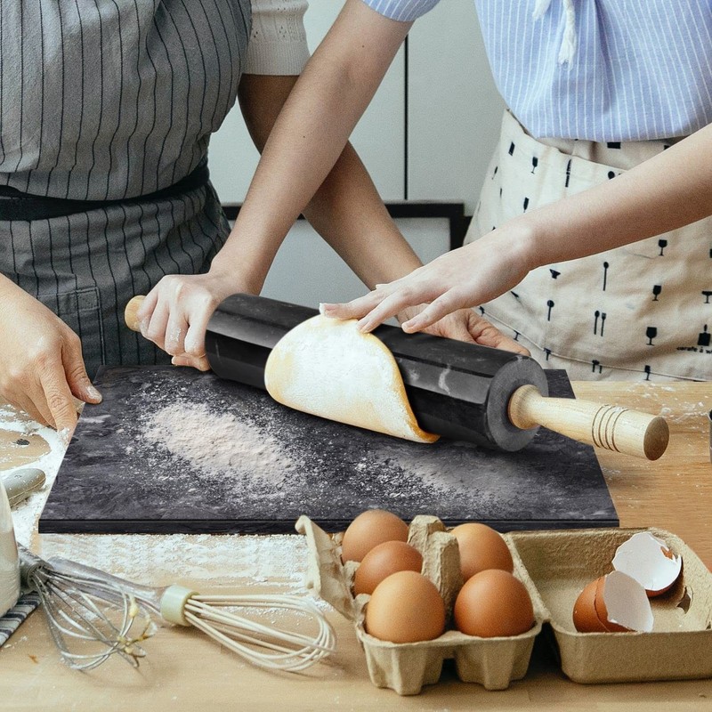Flexzion Rectangular Marble Cheese Board - 11.5 x 15 Inch Black Marble Serving B gallery