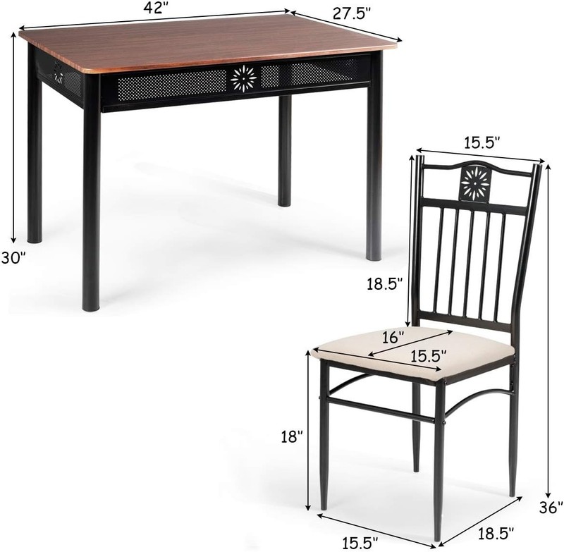 Sturdy Dining Table Set with Dark Brown Wood Top and Easy Assembly Instructions gallery