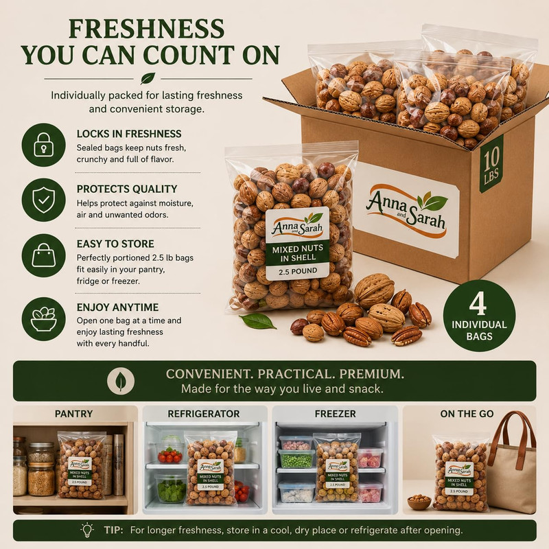 10 Lbs Premium Mixed Nuts in Shell,Walnuts,Pecans,Almonds,Hazelnuts (NO BRAZIL N gallery