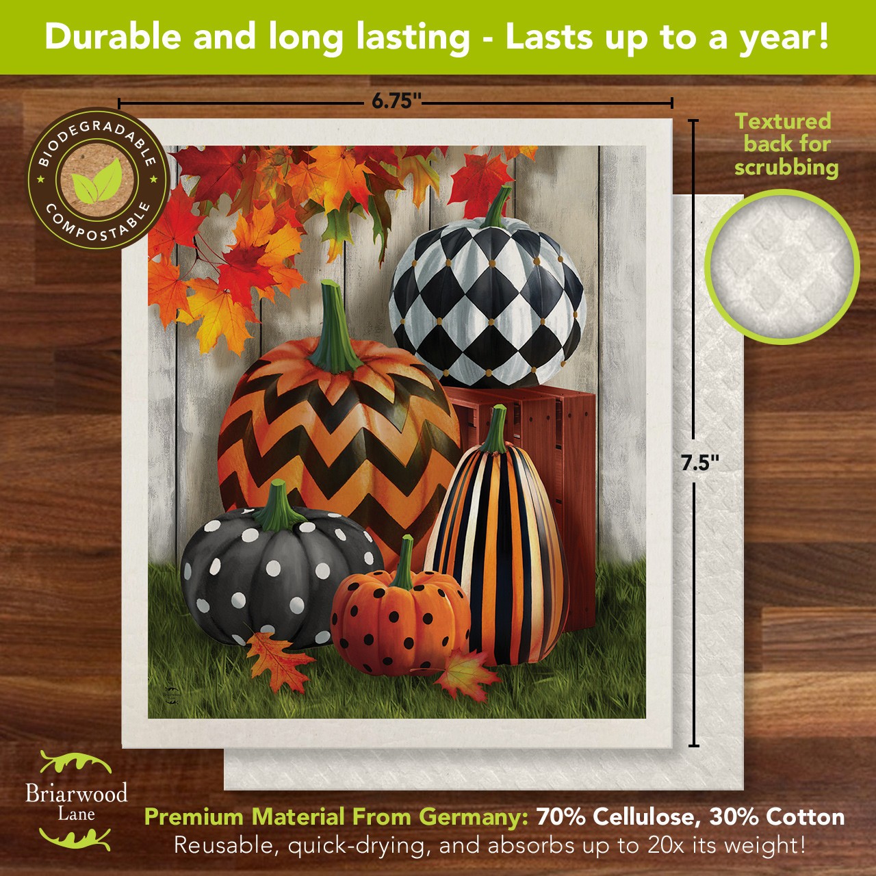 Briarwood Lane Patterned Pumpkins Swedish Dishcloth (2-pack) gallery