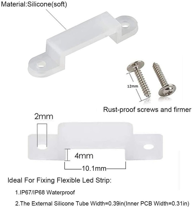 LED Strip Light Mounting Brackets , Silicon Fixed Clips with Screws gallery