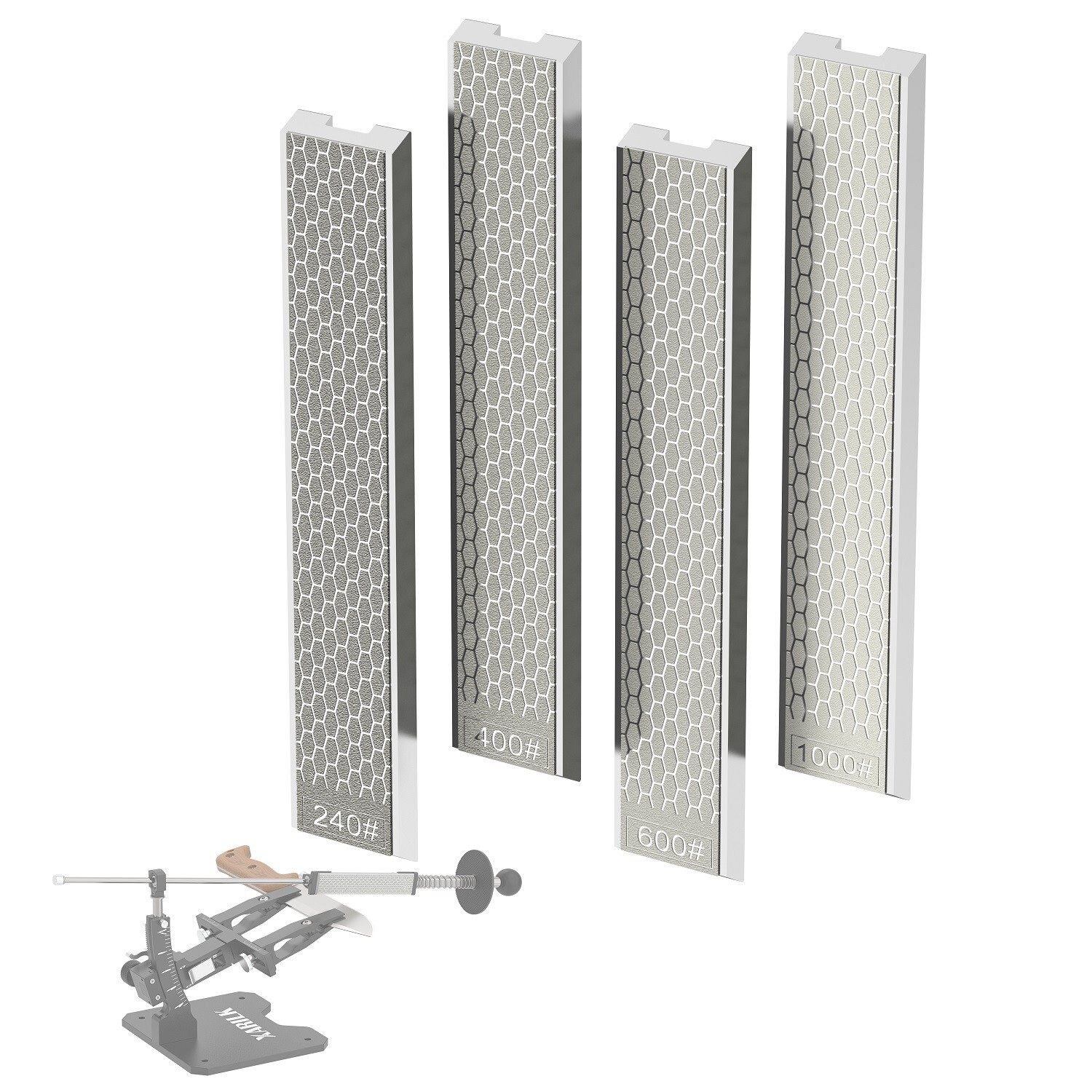 4 PCS Diamond Knife Sharpening Stones Set with Aluminum Base 6.2×0.9" gallery
