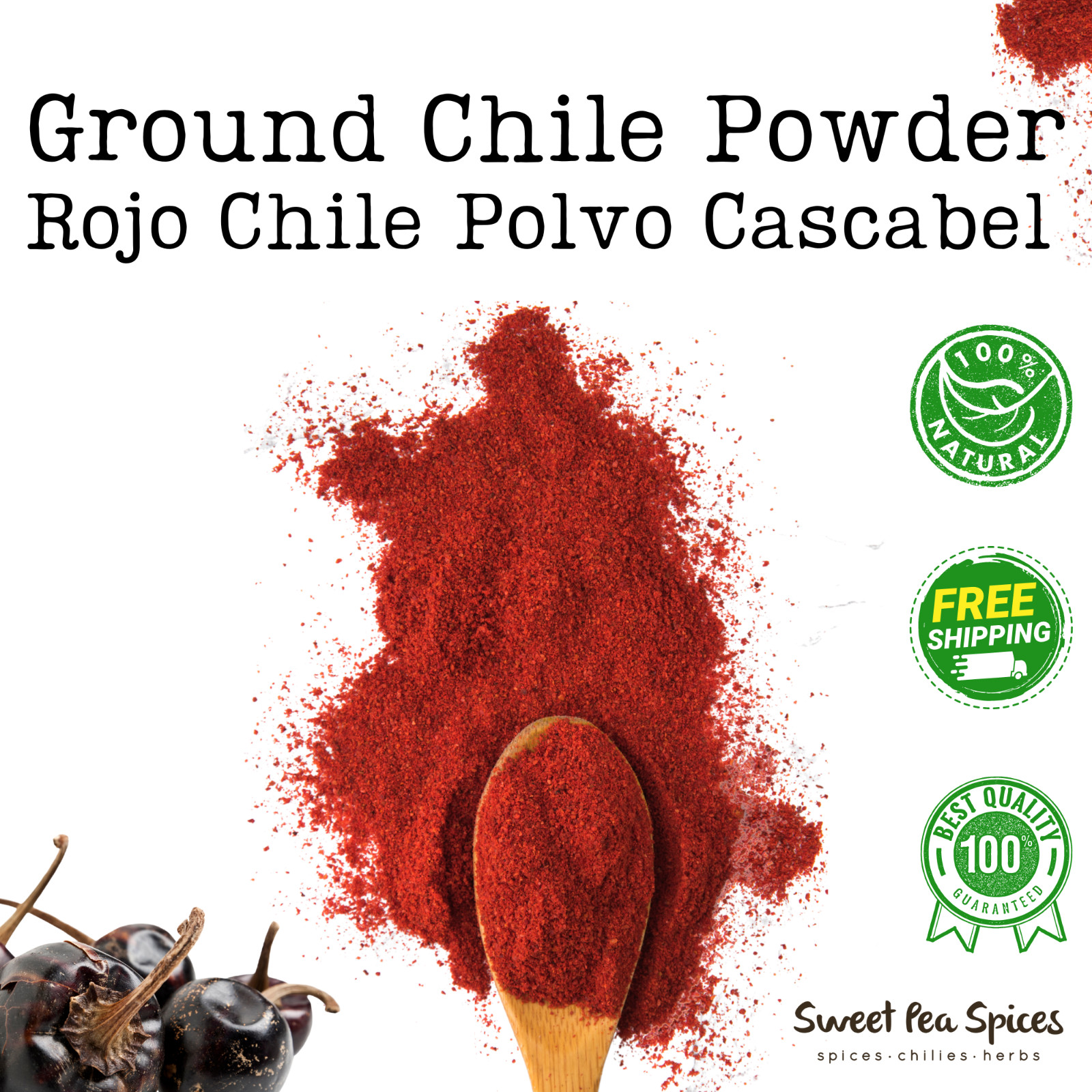 Ground Chile Powder - Bulk Sizes - Rojo Chile Polvo - Organic Cascabel Pepper gallery