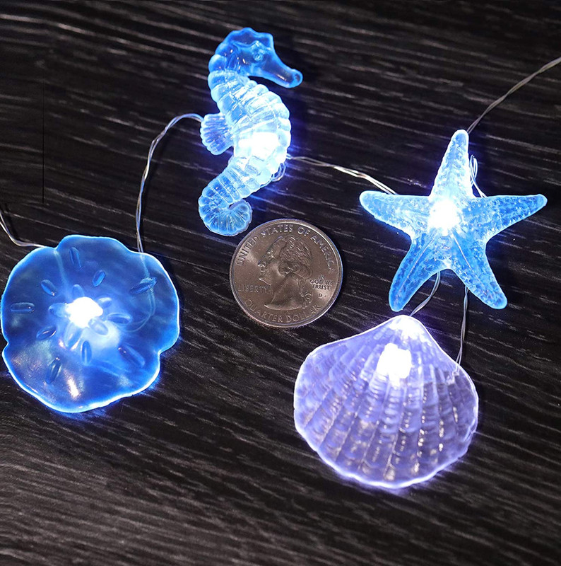 17.5Ft Cold White Beach String Light Seashell Starfish Fairy Light for Party gallery