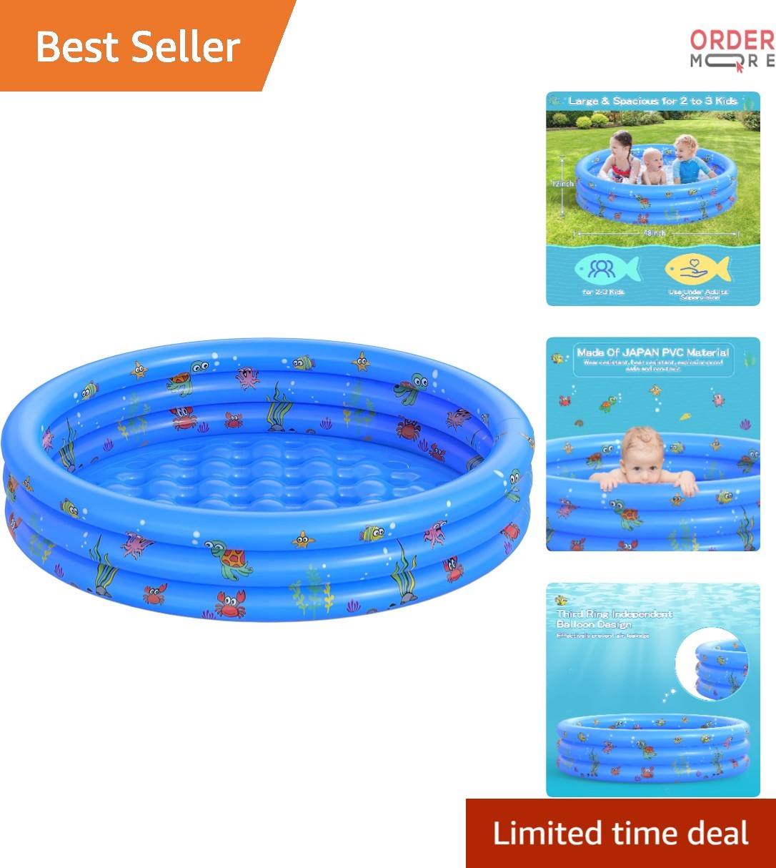 Inflatable Baby Pool Polyvinyl Chloride Kids Water Play Center Outdoor Indoor gallery
