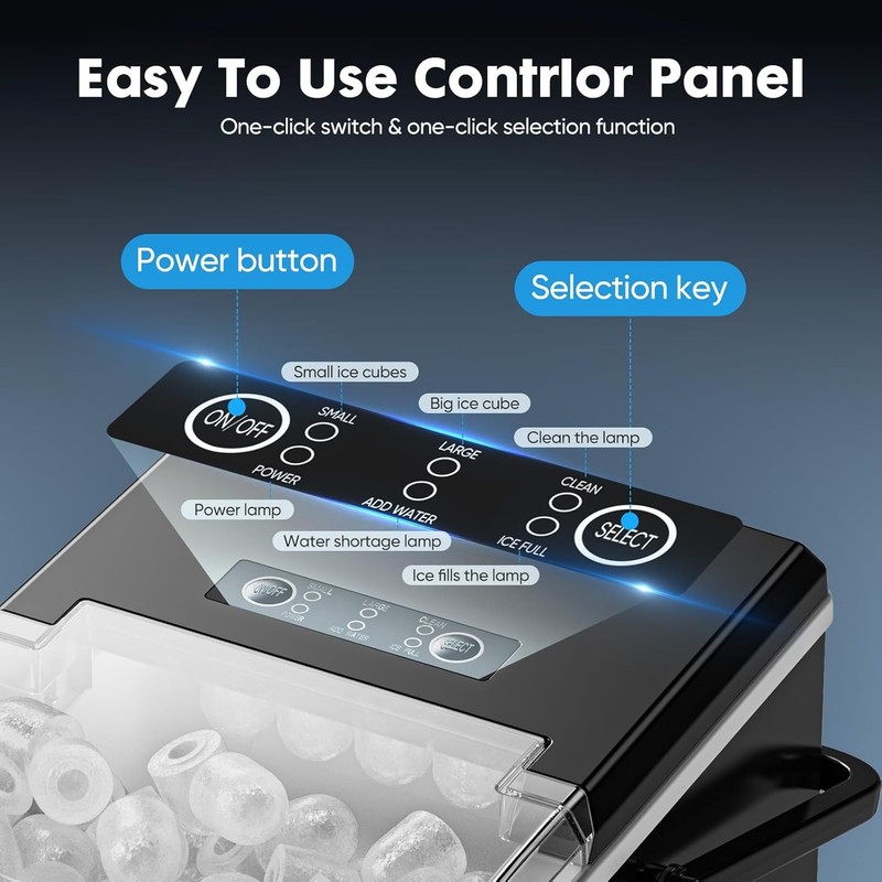 Portable Countertop Ice Maker Self Cleaning 26.5lbs/24H 9 Cubes in 6 Min w Scoop gallery