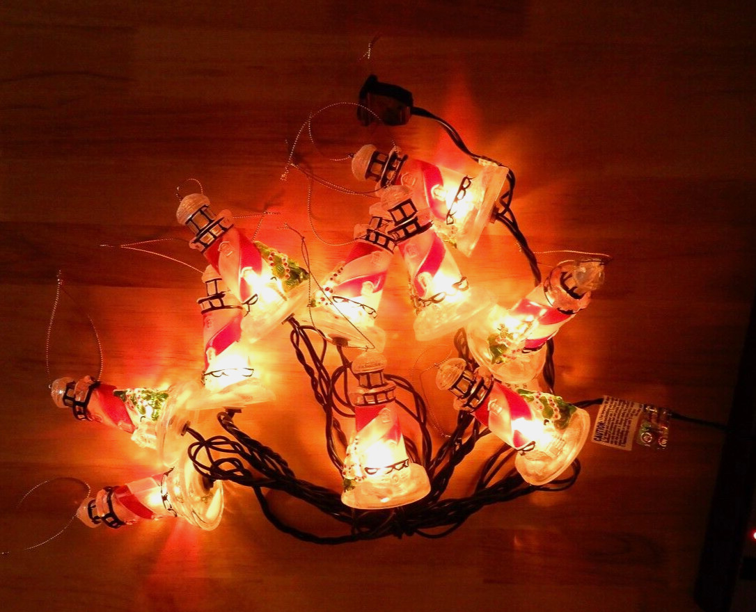 Christmas Lighthouse String Light Set Indoor Outdoor 10 lights 10 feet long gallery
