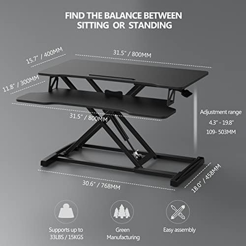 Height Adjustable Standing Desk 32” Wide Sit to Stand Converter Stand up Desk Ta gallery