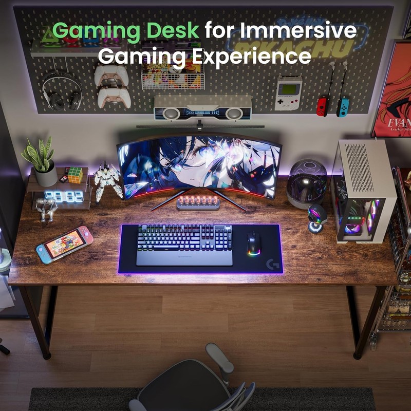 Computer Desk, 55 Inch Home Office Desk, Gaming Writing Work from Home Study Des gallery
