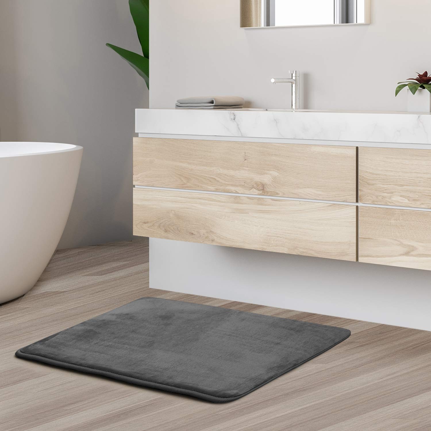 Bathroom Rugs, Velvet Memory Foam Bath Mat, Non-Slip, Machine Washable Bath R... gallery