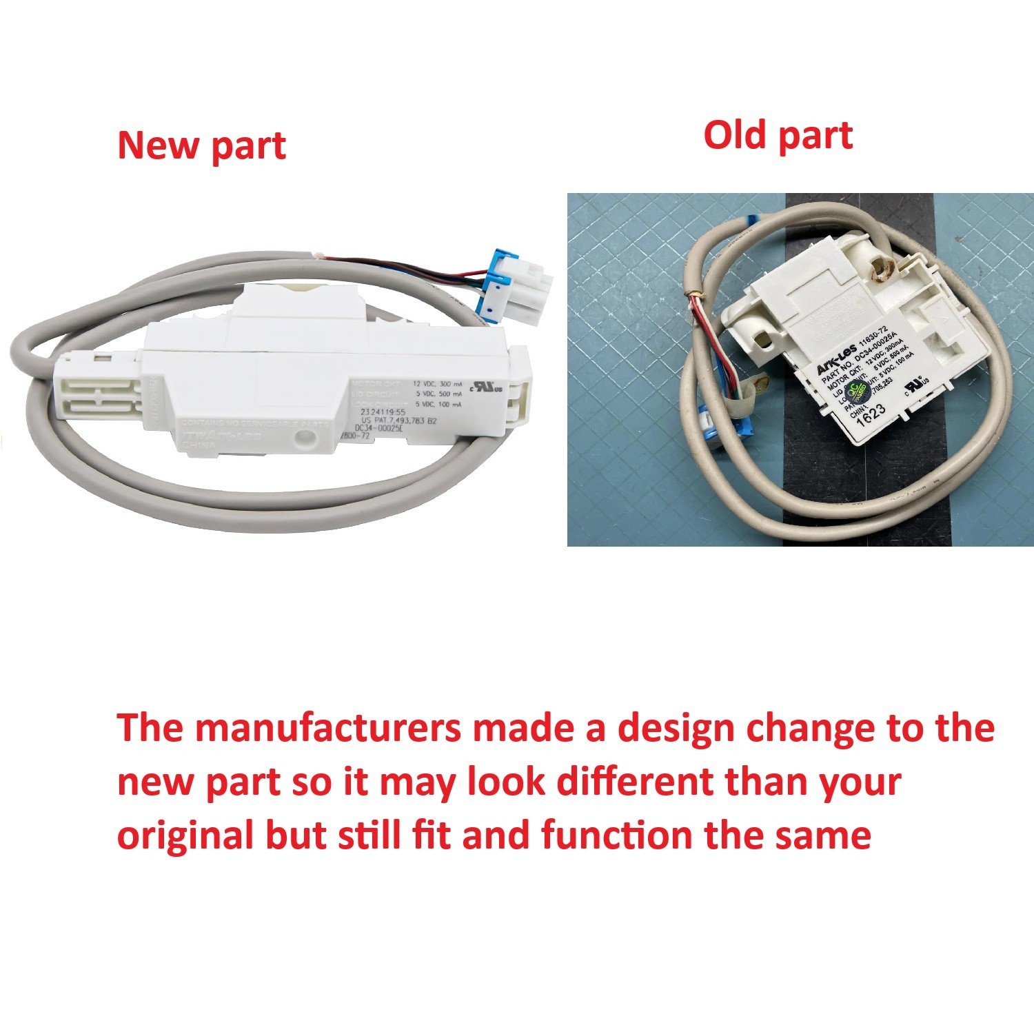 Washer Door Lock Switch For Samsung WA50F9A8DSP/A2 WA50F9A6DSW/A2 WA50F9A7DSP/A2 gallery