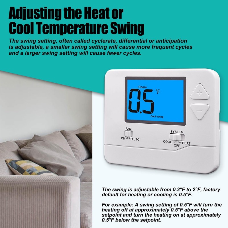 Suuwer Non-Programmable Thermostats Home 1 Heat/1 Cool Conventional Single-Stage gallery