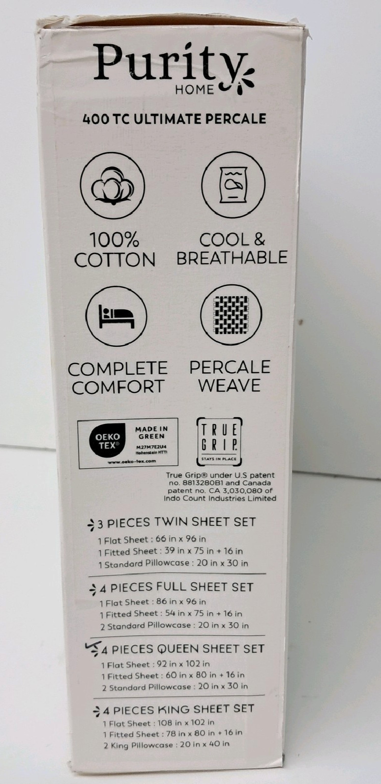 Purity Home 100% Cotton Percale Cool & Crisp Sheet Set - Queen, Ivory gallery