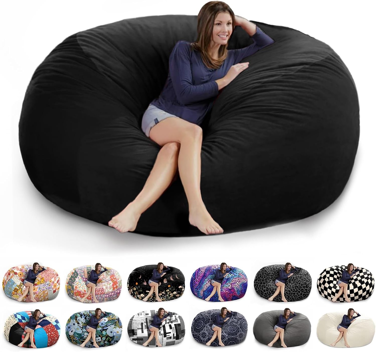 6FT Giant Bean Bag Chair Cover Soft Fluffy Dutch Velvet Bean Bag Bed No Filling gallery