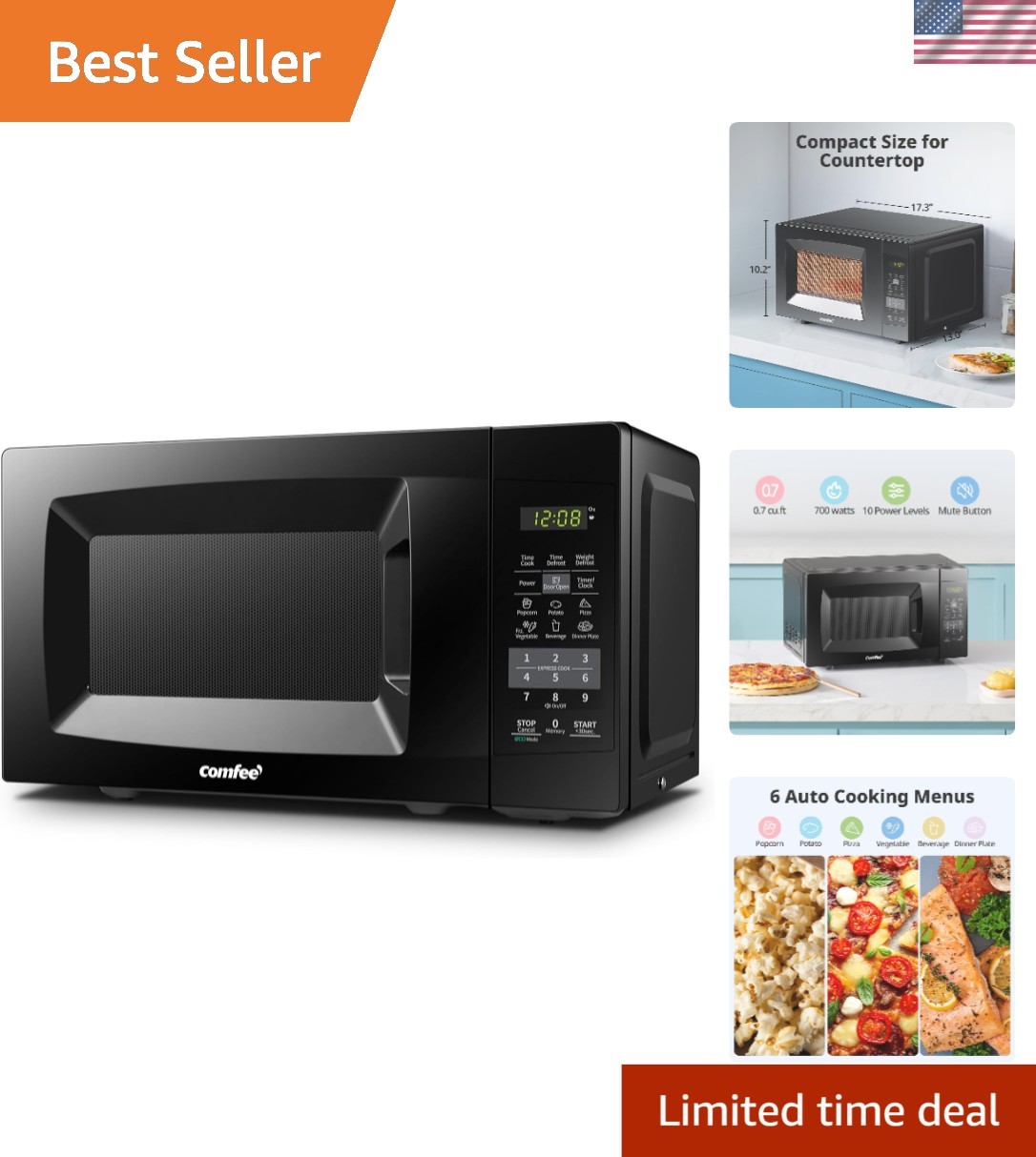 Stainless Steel 700W Microwave with Digital Display & ECO Mode - Quiet Operation gallery