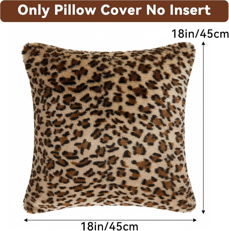 Faylapa 4 Pack Soft Plush Leopard Print Pillow Covers,Animal Theme Print Faux Fu gallery