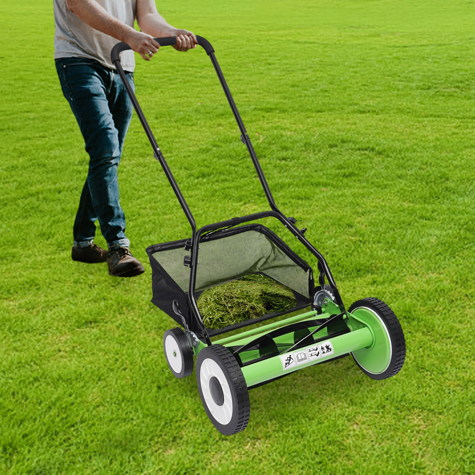 NEW?! Manual Hand Push Grass Cutter Lawn Mower Lawnmower 16in Cutting Width gallery