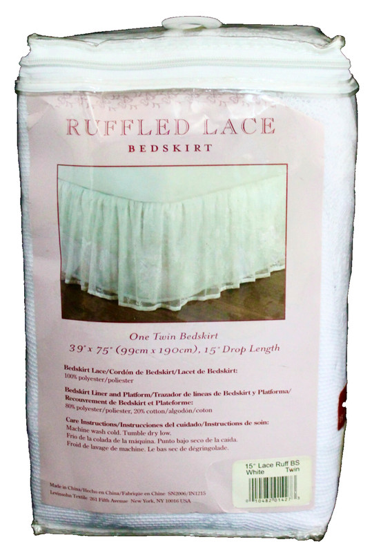 BED BATH & BEYOND Ruffled Lace Twin Bedskirt 15" Drop White gallery