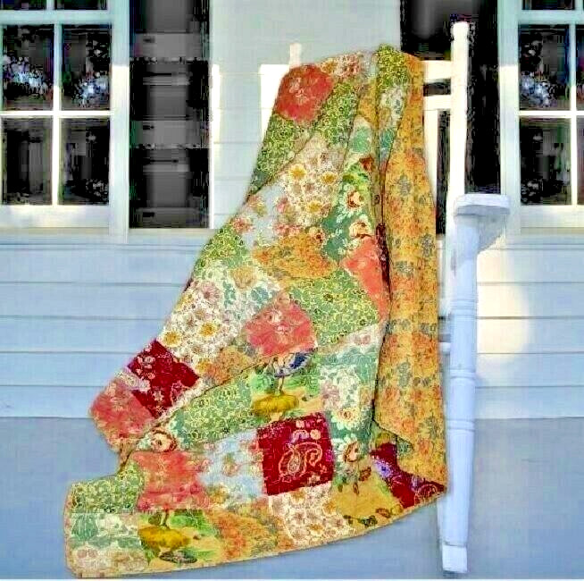 Throw Blanket Floral Paisley Patchwork Design Cotton Quilted Sofa Chair Cover gallery