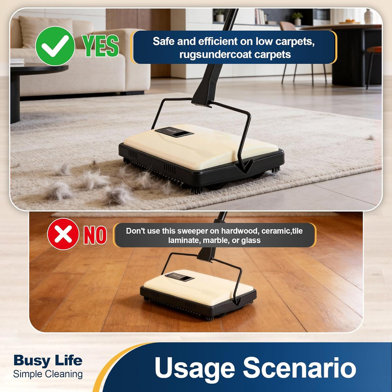 Yocada Manual Carpet Sweeper Cleaner Household Sweeper Lightweight Hand Push Non gallery